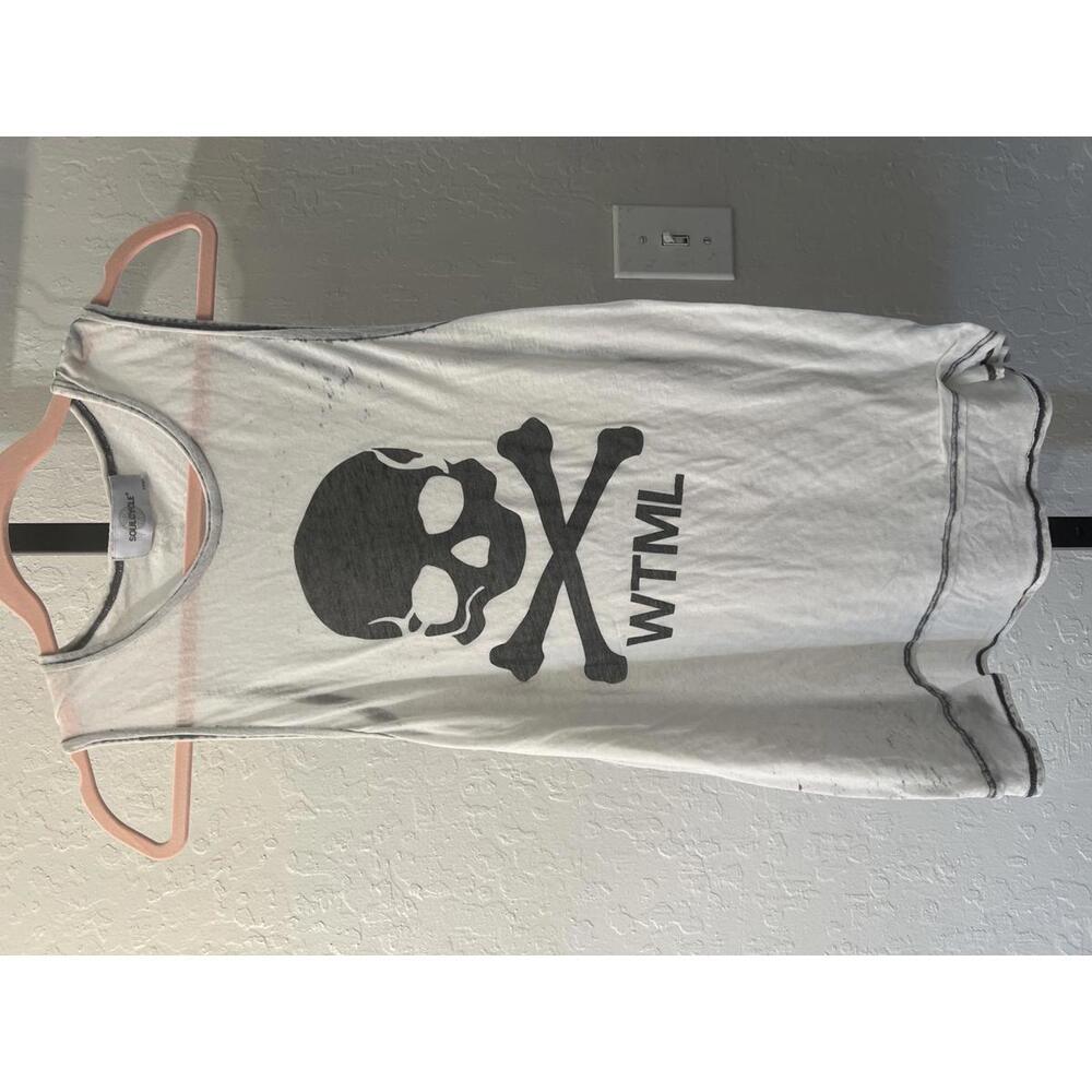 SoulCycle Skull Tank Top - White & Gray - Small